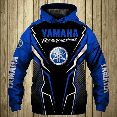 Yamaha men's 3D printed motorcycle hooded pullover shirt, suitable for street wear and motorcycle riding