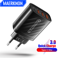 PD 60W Type C Fast Charger Multiple 4 Ports USB Mobile Phone Charger QC 3.0 Quick Charging Adapter for Iphone 15 Xiaomi Huawei