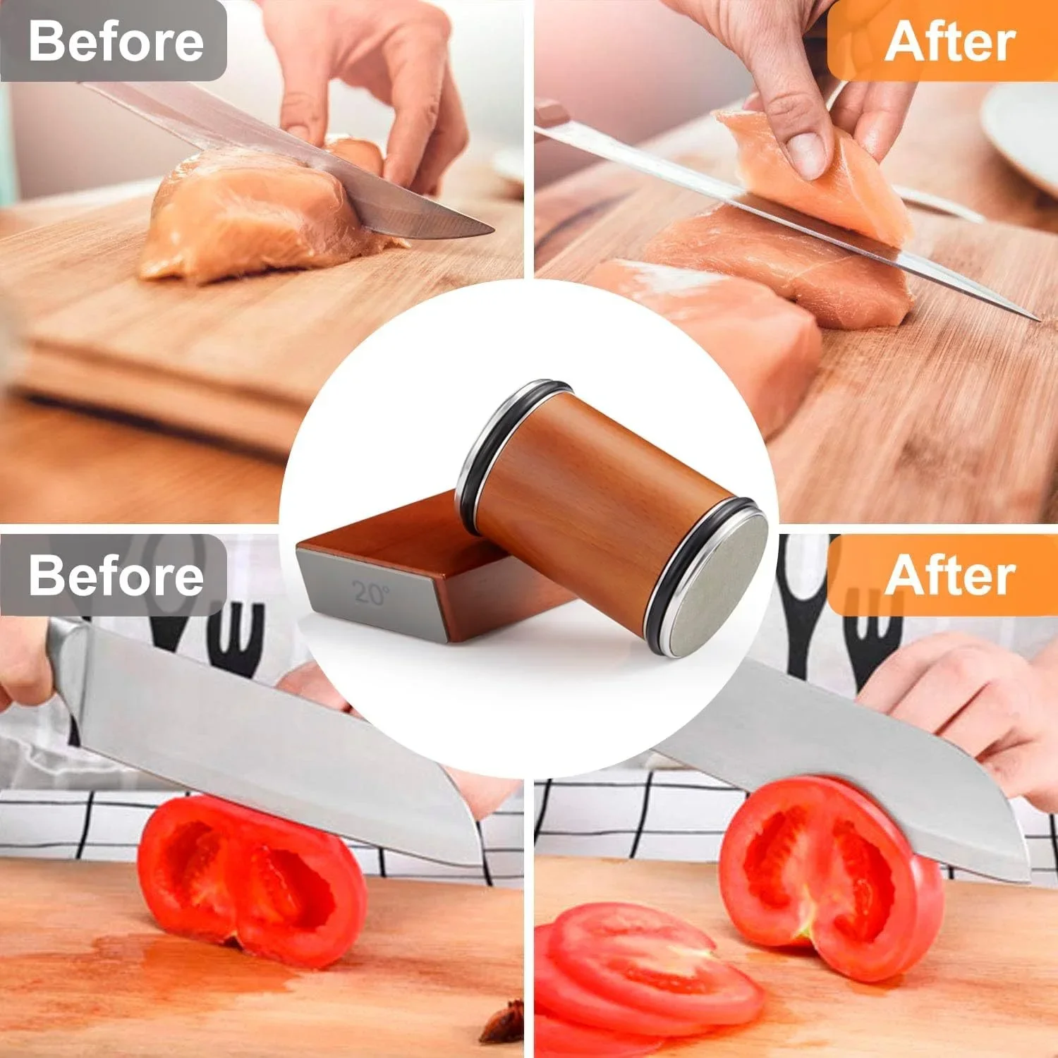 Set di affilacoltelli da cucina con pietra per affilare i coltelli da cucina con pietra per affilare i coltelli cilindrica a doppia faccia