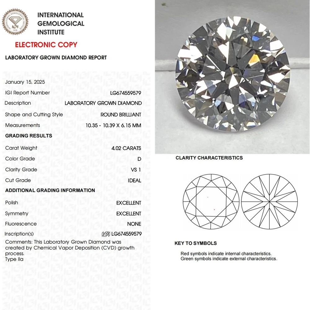 

Meisidian 1-8 Carat Brilliant Cut Lab Grown CVD Diamond Stone IGI Certified F VS1 D VS1 Excellent Cut for Jewelry