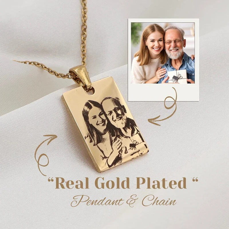 

Custom Family Members Photo Personalized Laser Engraving Pendnat Necklace Custom Stainless Steel Jewelry Christmas Gifts For Men