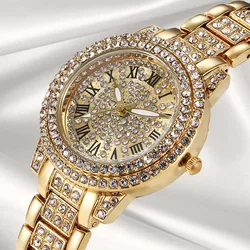 Shining Diamond Watch Luxury Women Brand Quartz Gold Bracelet Watches Ladies Zircon Crystal Top Elegant Wristwatch Clock Gifts