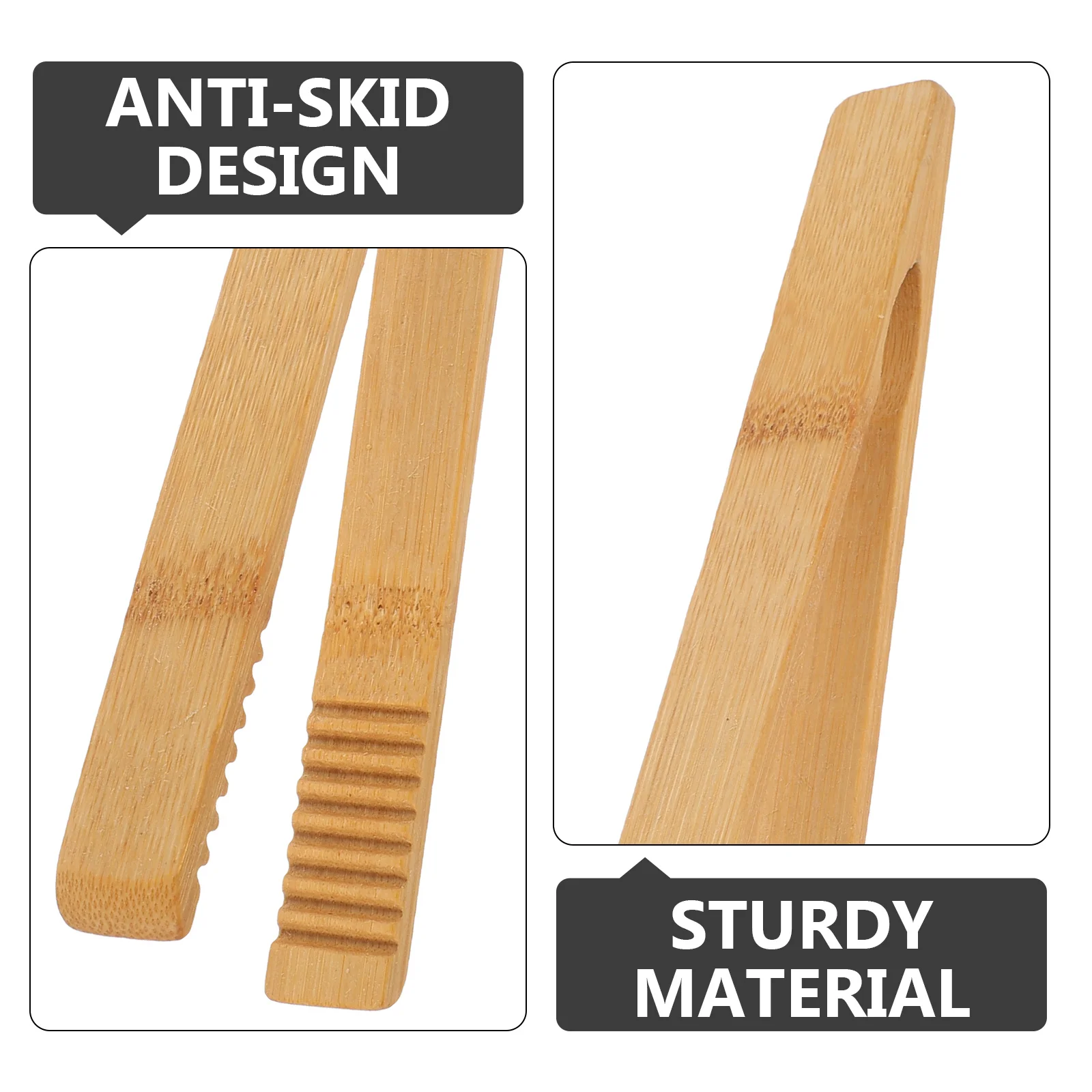 

4pcs Steak Tongs Food Serving Clamp Bamboo Kitchen Tongs For Bbq Picnic Cooking Non-Slip Anti-Scald Bread Meat