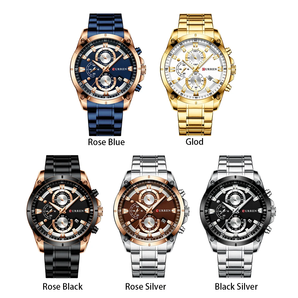 Curren 8360 Men Watch Business Quartz Casual Fashion Wristwatch 6-Hand Chronograph Luxury Relogio Masculino