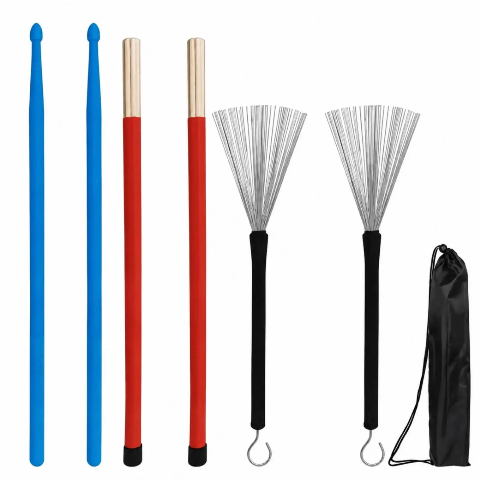 Drum Accessory Bundle Red Drum Stick Brush Combo Long-Lasting