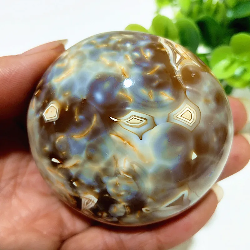 Natural Lace Stone Flower Type Agate Palm Witchcraft Supplies Meditation Spiritual Decor Home Decoration Healing Crystals