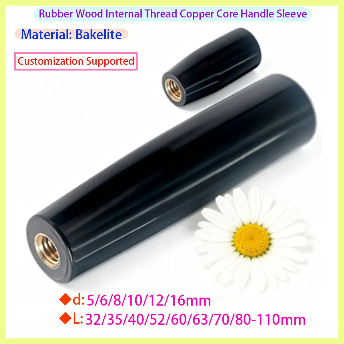 

Black Lever Knob Long Handle Socket Copper/rubber Internal Thread Machine Tool Replacement Electric Wood M5 M6 M8 M10 M12 M16