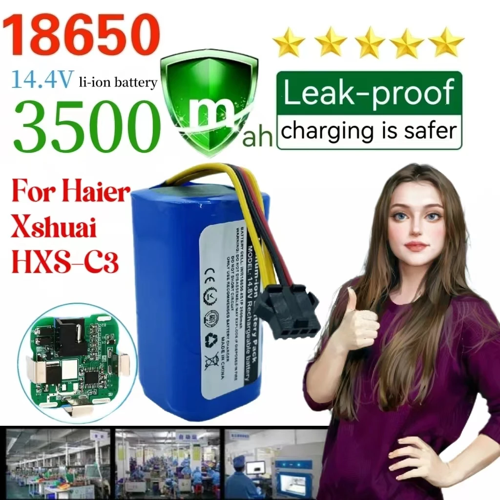 

For Haier Replacement battery 14.4V 3500mah 18650 battery pack, For Haier Sweeper Robot Xshuai HXS-C3 Robot Vacuum Cleaner