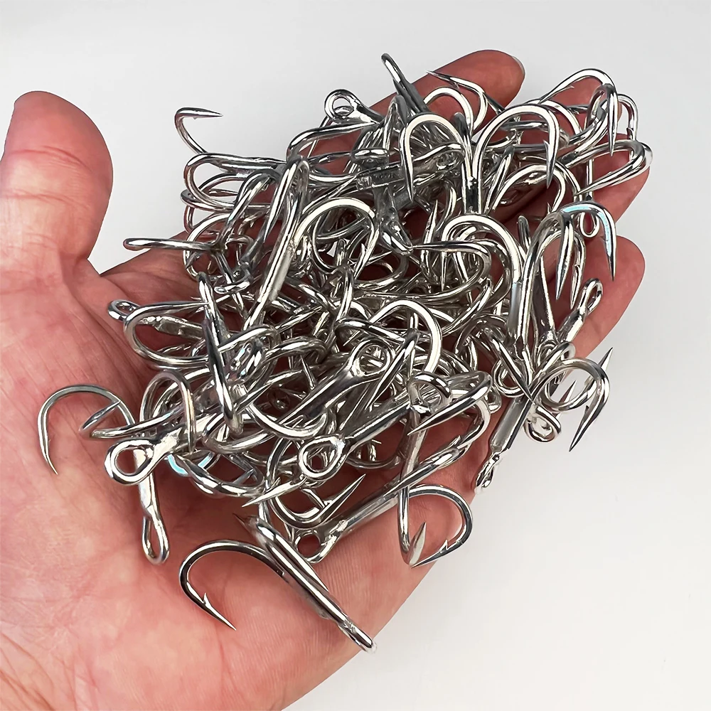Proberos 10 Stück 4 x starke, runde Drillinge mit Widerhaken, Kohlenstoffstahl, 42–132 kg maximale Spannung – Detail 8