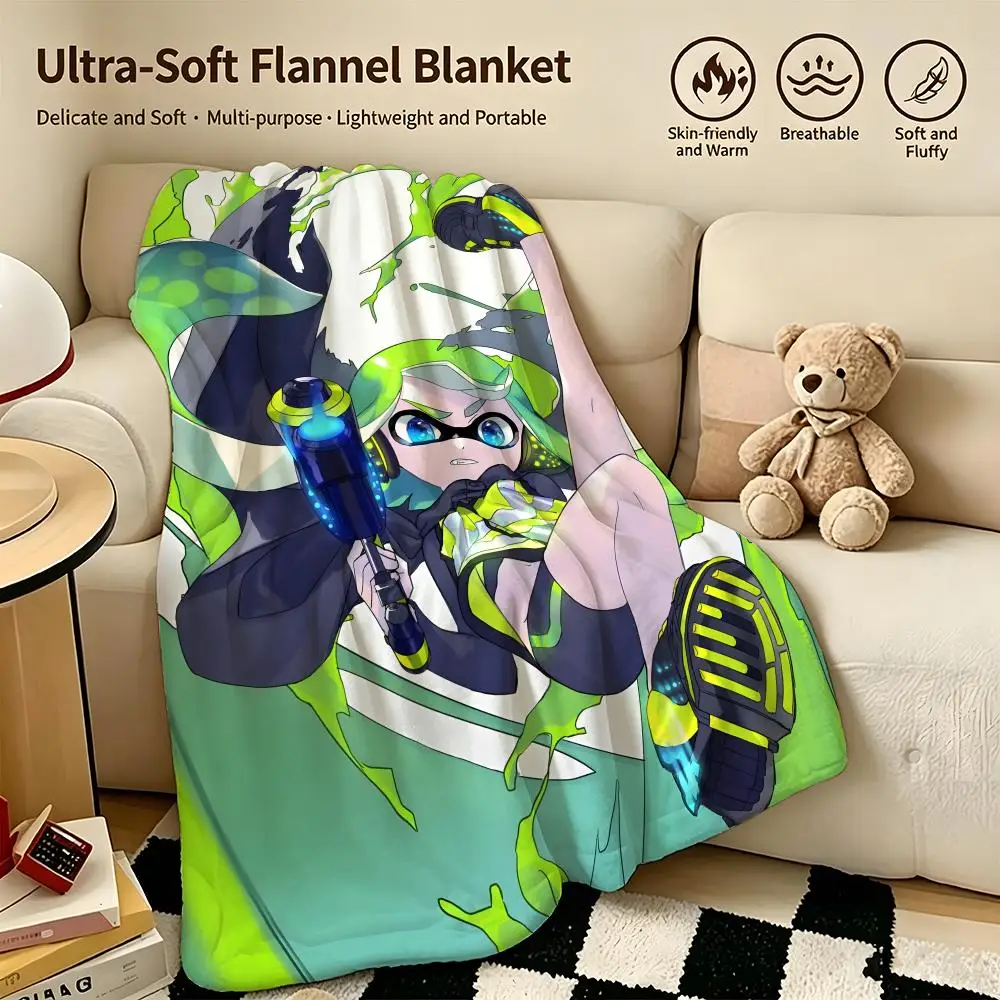 game S-Splatoon-n Throw Warm Soft Flannel Blanket, Multi-use for Sofa Bed Camping Travel Nap