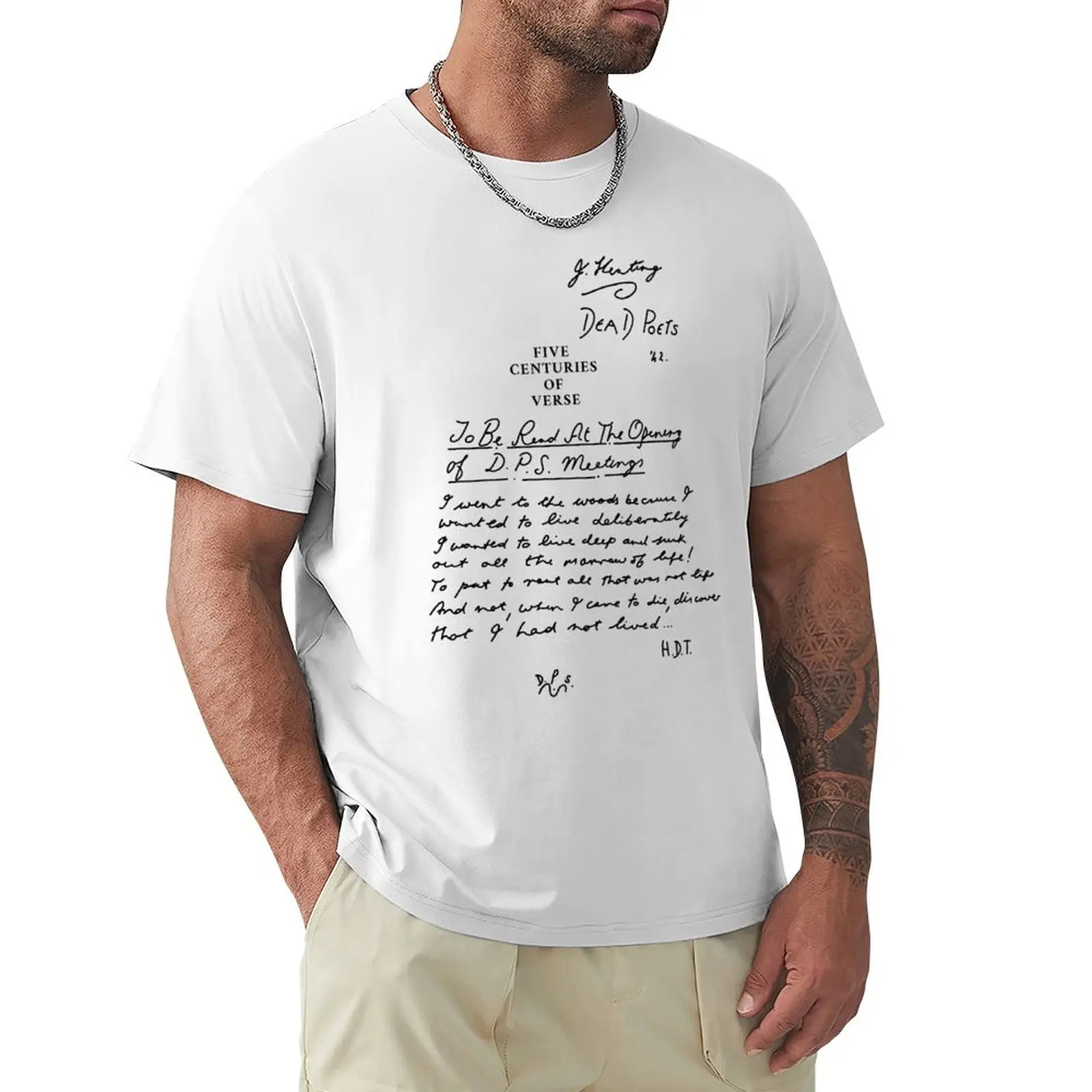 Dead Poets Society five centuries of verse black T-shirt summer top anime mens clothing