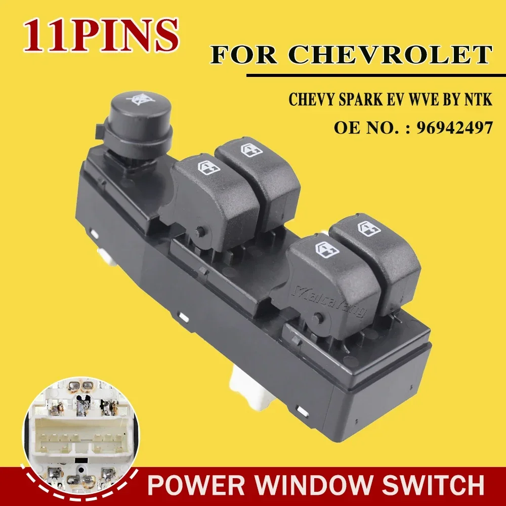 

96942497 For Chevrolet Chevy Spark EV WVE BY NTK 2013-2016 Front Left Driver Master Power Window Switch Glass Button