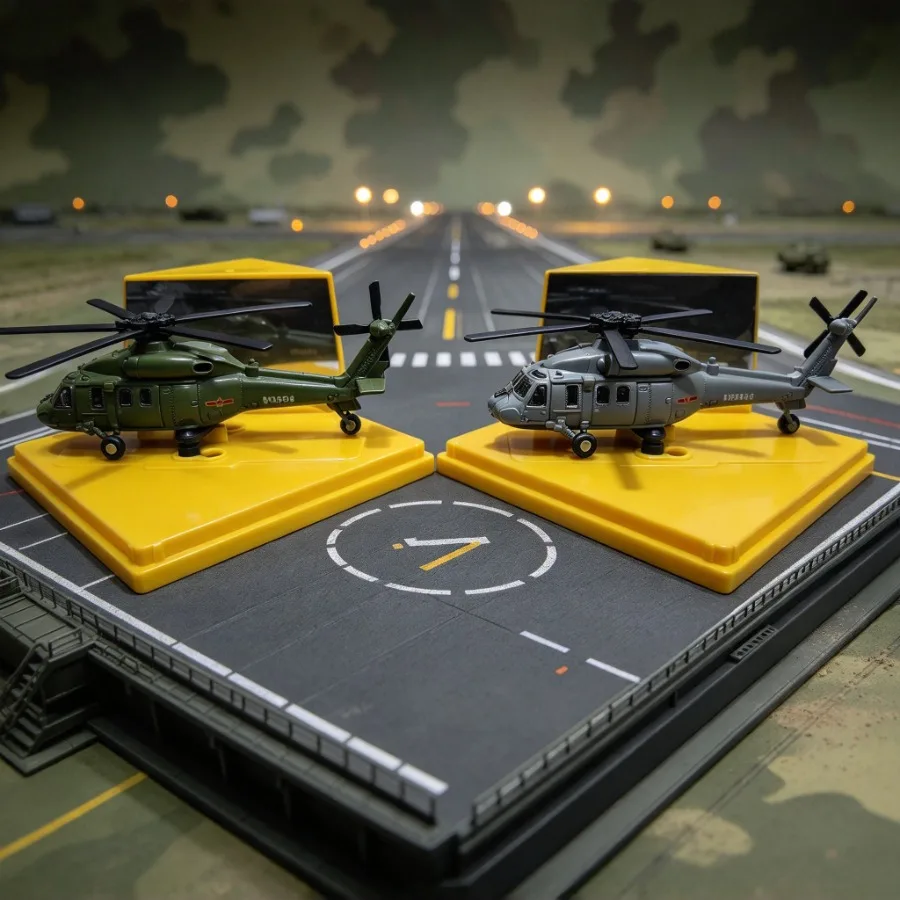 DIY Military Helicopter Model Kit with Display Case, Detailed Camouflage Aircraft, Desktop Collectible Decor, Gift for Fans