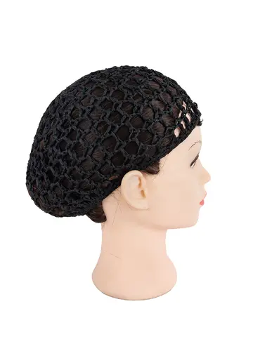 1PC Mesh Crochet Hair Net Snoods for Women, Soft Rayon Knit Crochet Hairnet Hair Cover Accessory for Sleeping (Black)
