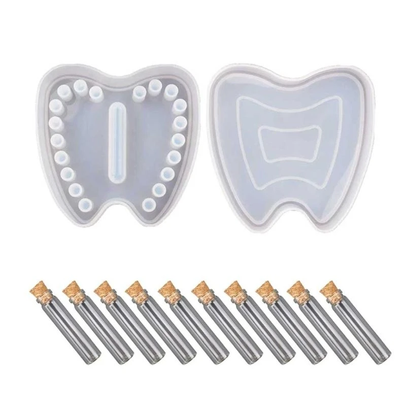 N5KA Resin Casting Molds for Deciduous Teeth Collection with Lanugo Bottles