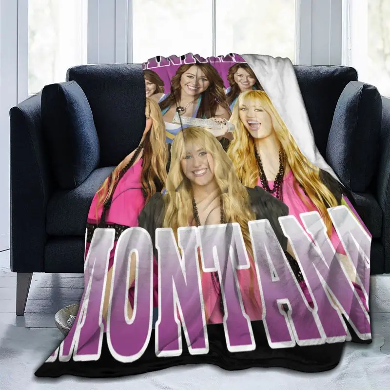 Hannah Montana Miley Cyrus Music Rap Hip-Hop Blanket Luxury Bedspread Breathable Couch Blanket Sofa Decorative