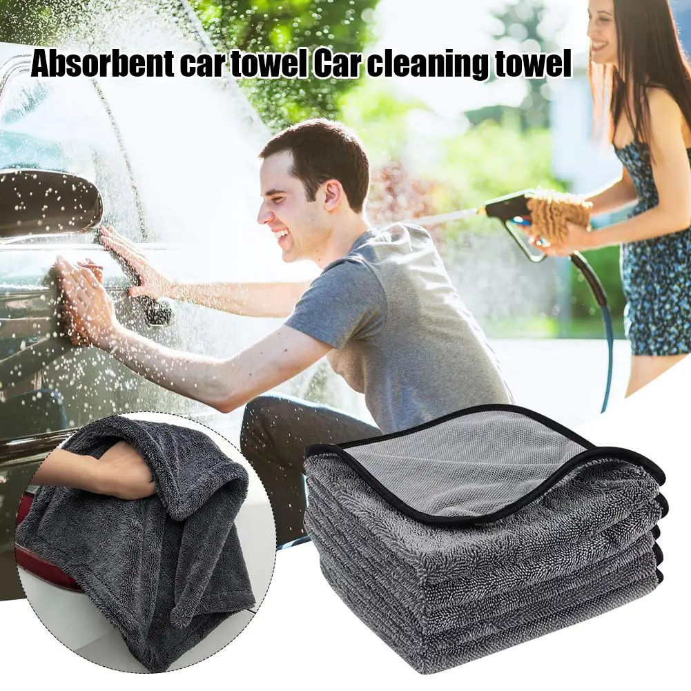 Car Towel Car Cleaning Towel Double-Sided Thicken Ultra Wash Cloth Cleaning Washing Accessories Drying Absorbent Towel Car E6E8