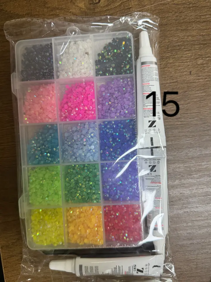 Kit de cristales resina jelly con pedrería plana, para arte de diamantes, para adultos 5