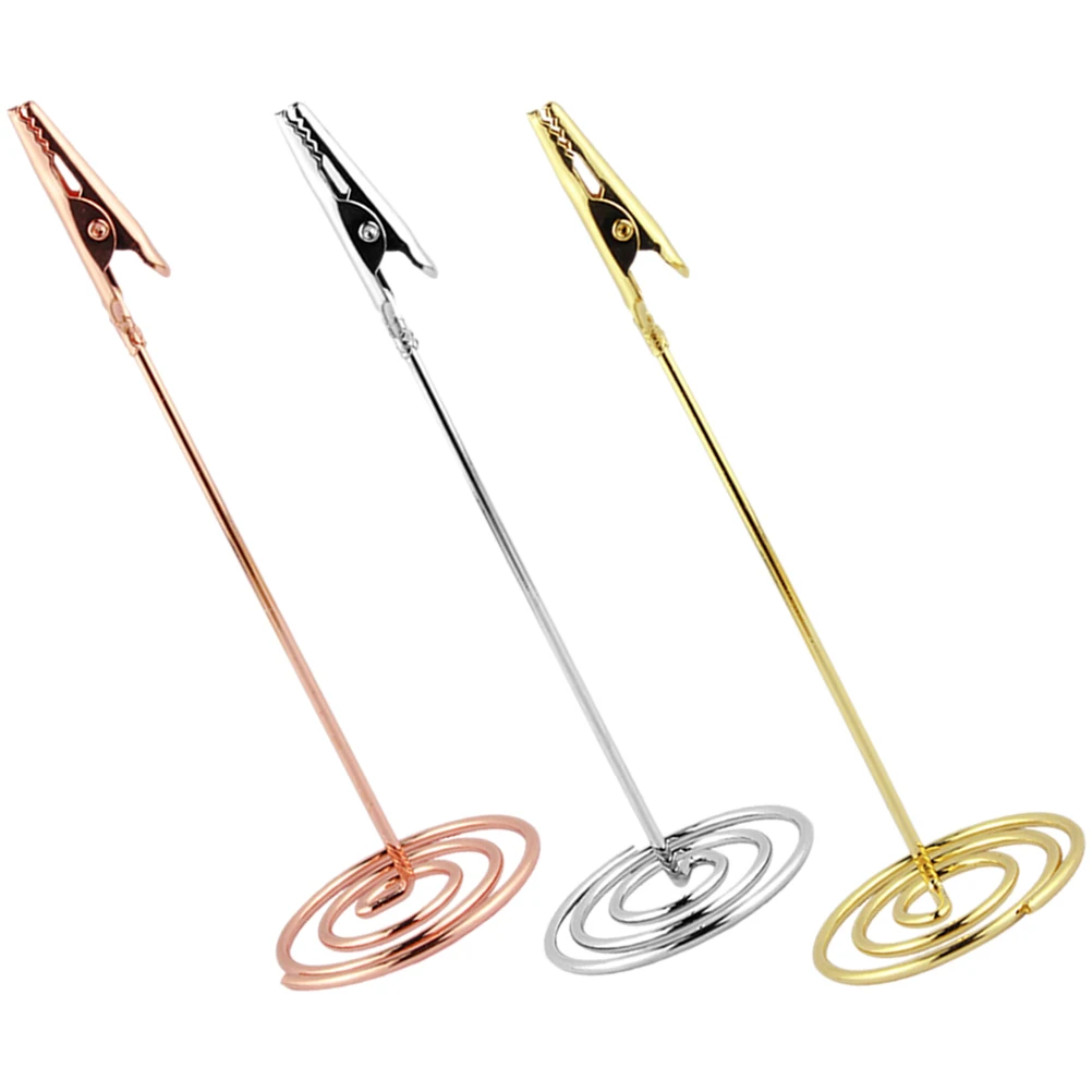 

3 pcs Iron Note Holder Photocard Table Sign Holders Picture Clip Wire Memo Stand Simple Wedding Banquet Card Storage