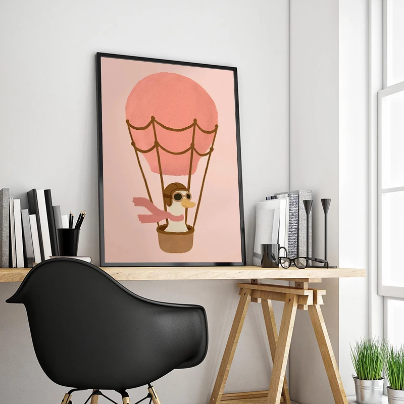 1pc frameless Canvas Painting Cute Skateboard Dog Dachshund Duck Goose Hot Air Balloon Canvas Painting Prints Poster Cartoon Fun