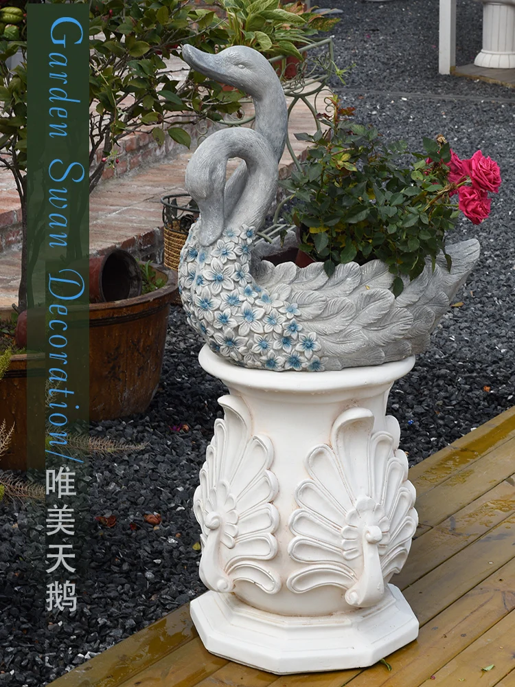 Garden Swan Flowerpot Landscape Animal Ornaments