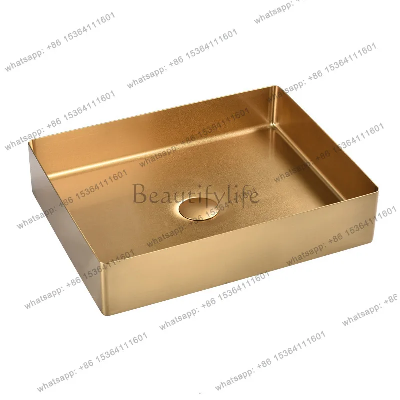 

Bathroom stainless steel basin, hotel light luxury square basin