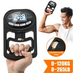 Grip Strength Tester 265Lbs/120Kg Digital Hand Dynamometer Grip Strength Meter USB LCD Screen Hand Grip for Power Training Sport