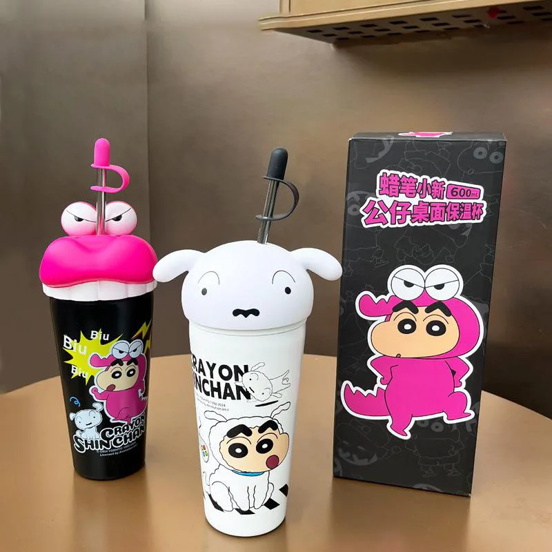 Kawaii Cute Crayon Shin-Chans Water Cup Vacuum Cup Stainless Steel Large Capacity High Color Value Ins Cute Girl Birthday Gift