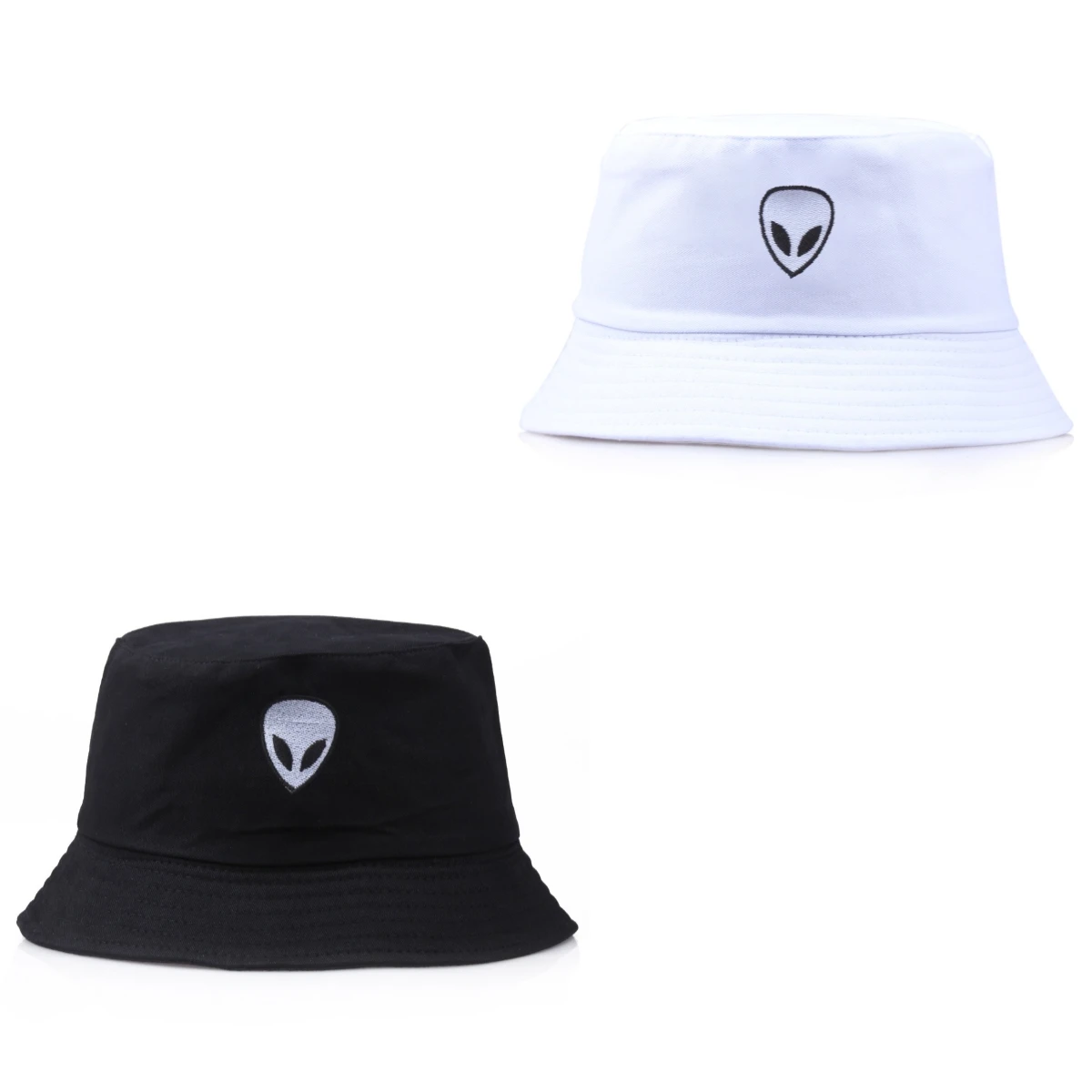 

Alien Pattern Embroidery Bucket Hat Simple Solid Color Four Seasons Sunshade Fisherman's Hat Street Trendy Dance Hip-hop Hat