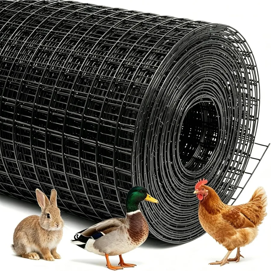 Chicken Wire Fencing Hardware Cloth 1/2inch 24inx100ft PVC Wire Mesh Vinyl Coated Fence Rust Resistant Welded Metal Roll for Ho