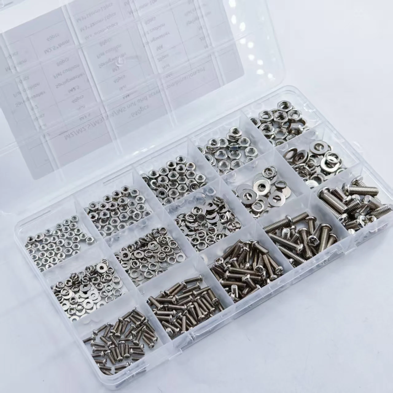 Combination Sets of Lock Nuts and Bolts, Flat Washers and Spring Washers in Sizes M2-M5 for Small and Medium-Sized Repair Jobs