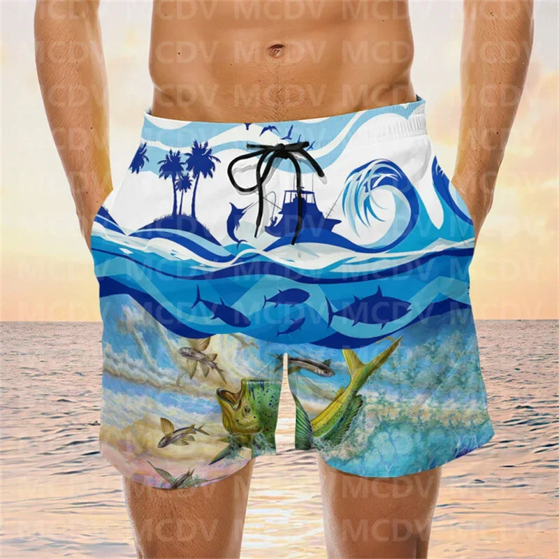 Swordfish Fishing Fishing Board Shorts Men\'s Swimwear Shorts