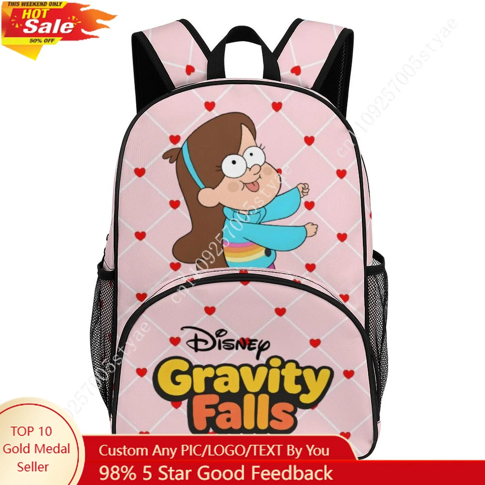 

Mabel Pines Large Capacity Backpack Disney Cartoon Decorate Fabric Bags Design Your Photo Logo Text Party Holiday Custom Gifts