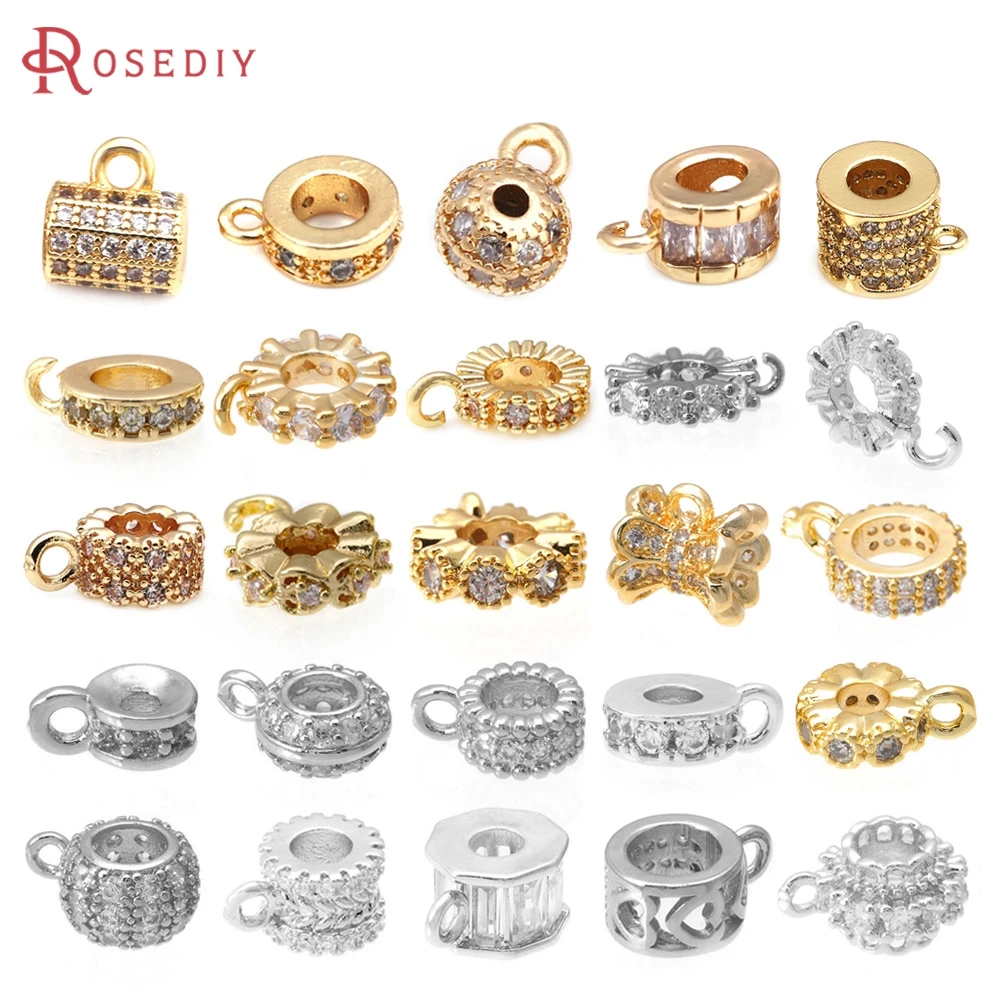 18K Gold Color Brass and Zircon Bracelets Beads Charms Pendants Connector High Quality Jewelry Making Necklace Diy Accessories