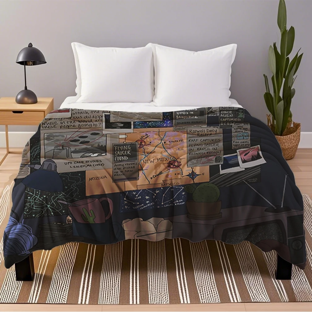 

Flannel Blanket Fresh Style Conspiracy Theorist For Airplane Wheelchair Vintage Duvet Cover No-Shedding Blankets Children Office