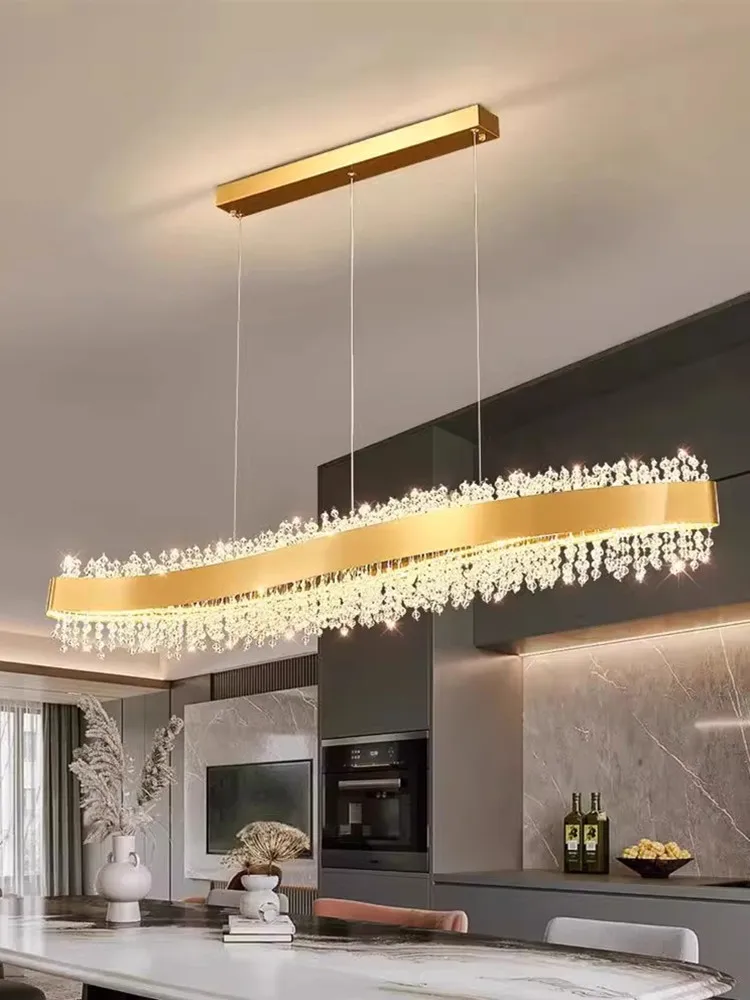 

Modern Luxury Gold LED Crystal Pendant Lamp with Tassel for Dining Living Room Chandelier Creative Lighting for Bar Island Decor