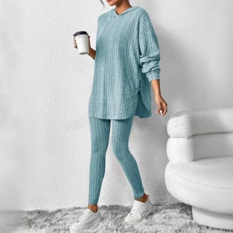 Damen Winter Pyjama Set mit Kapuze, Schlafanzug für Frauen, Bidol Nachtwäsche für Damen – Detail 6