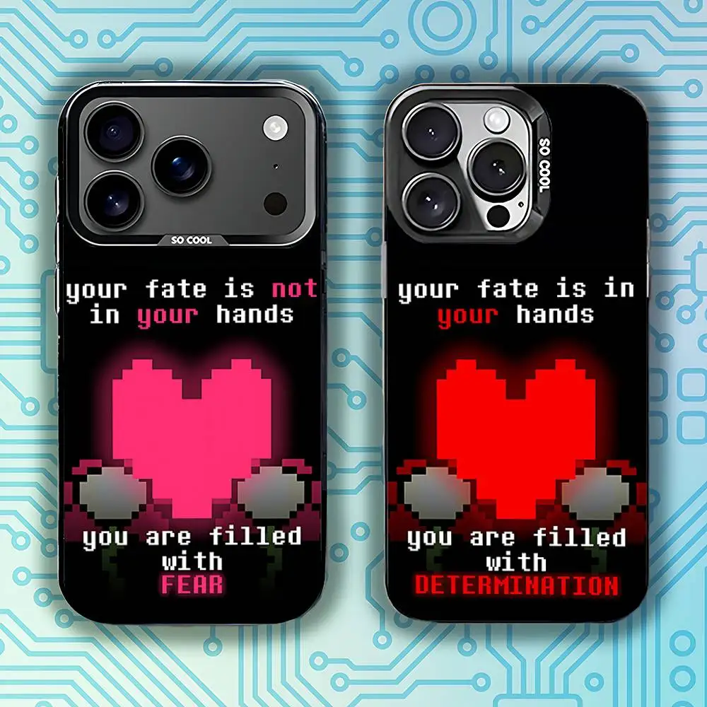 

Game U-Undertale-es COLOR HEART Phone Case For iPhone 17,16,15,14,13,12,11,Pro,Max,Plus,E,Air,Mini Black Tpu Cover