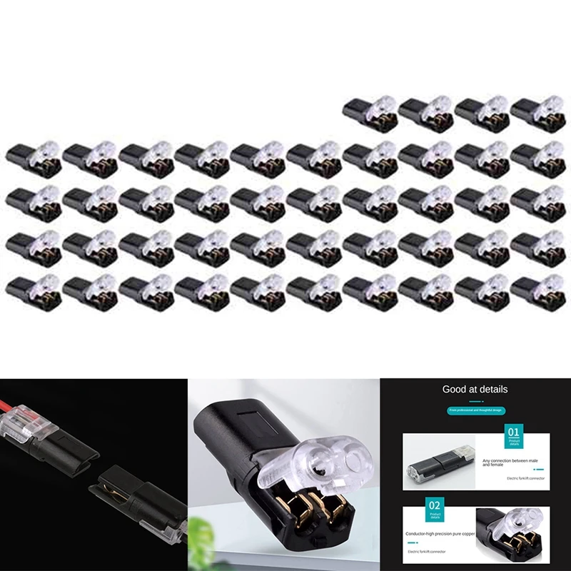 Double-Wire Plug-In Connector, Pluggable LED Wire Connectors With Locking Buckle Fast Connect Wire Connectors Easy Install