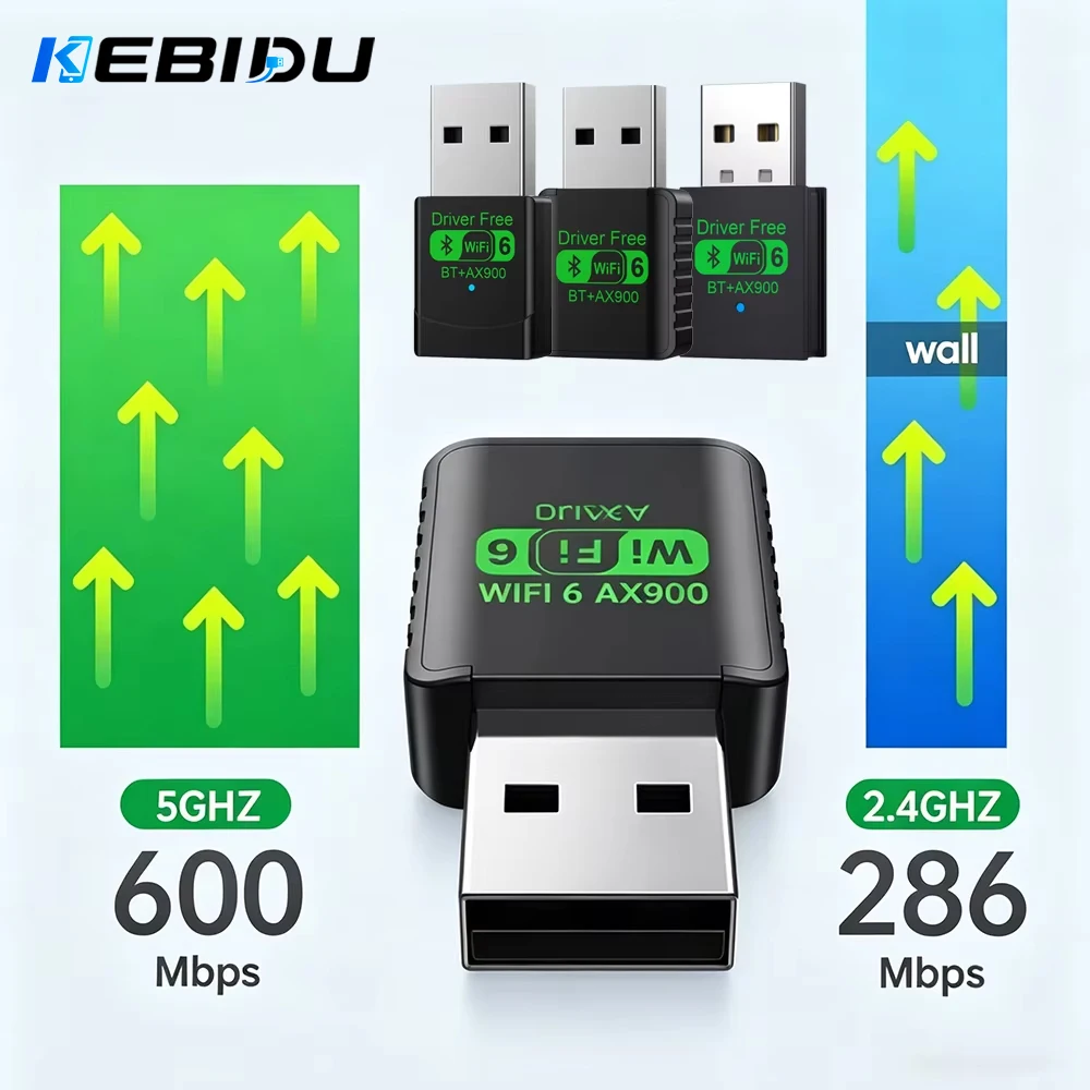 KEBIDU AX900 USB WiFi 6 Bluetooth 5.4 Adapter 2in1 Dongle Dual Band 2.4G & 5GHz USB Network Wireless Wlan Receiver For Win 10/11