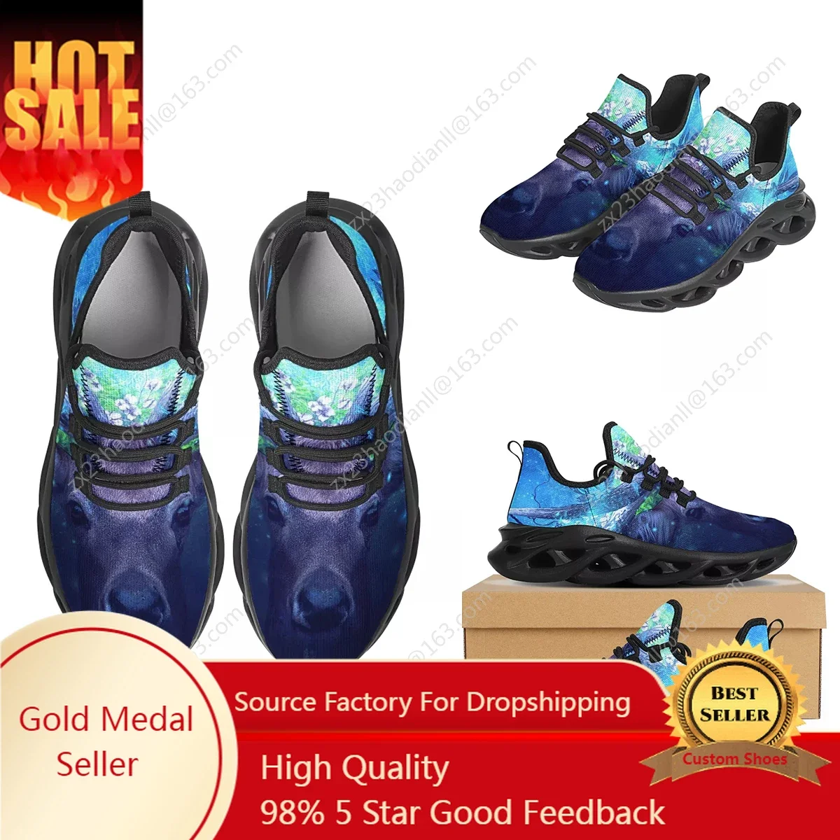 

Fashion Printing Cute Deer Men's Shoes Breathable Outdoor Workout Shoes New Professional Men's Walking Shoes