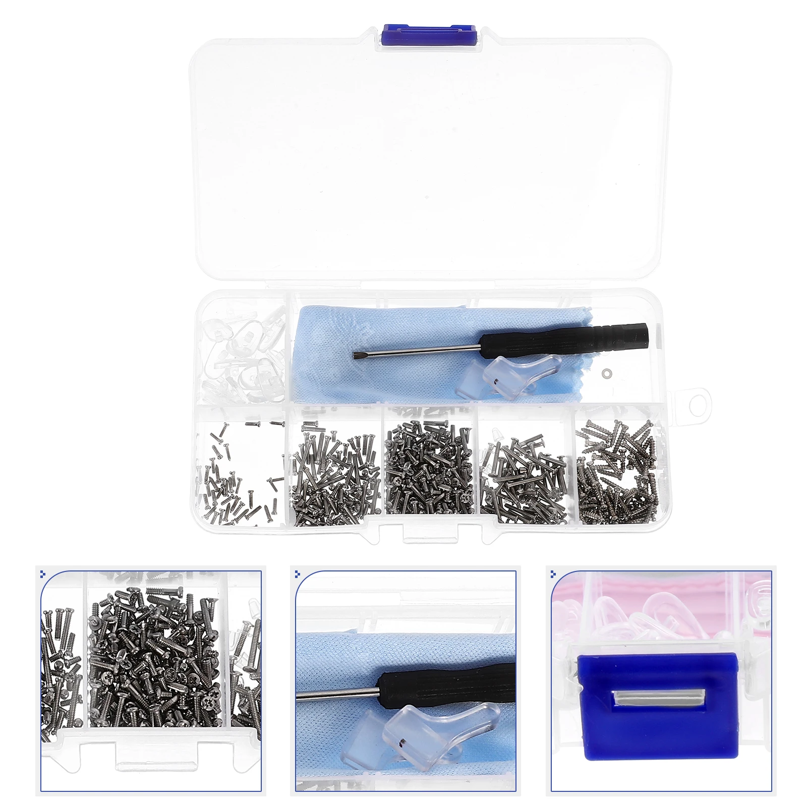 

1 set 1 Set Portable Glasses Screwdriver Kit Stainless Steel Tools Eyeglass Repair Accessories Glasses Repair Nose Pad Screw Set