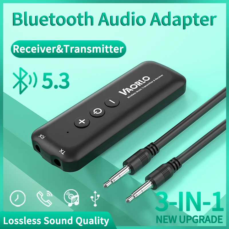 3 IN 1 Bluetooth 5.3 Audio Receiver Transmitter 3.5MM AUX USB Stereo Music Wireless Adapter With Mic For Car Kit TV PC Headphone