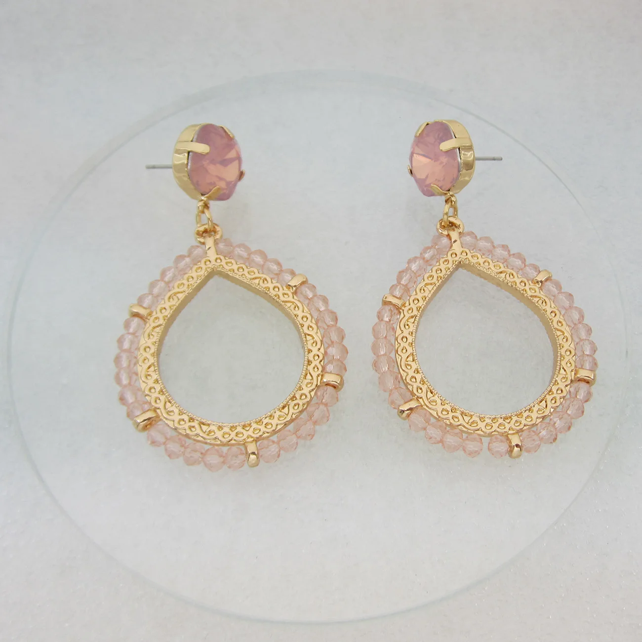 Fashion Fine Crystal Beads Dangle Earrings Hollow Water Drop Earrings For Women Boho Oorbellen