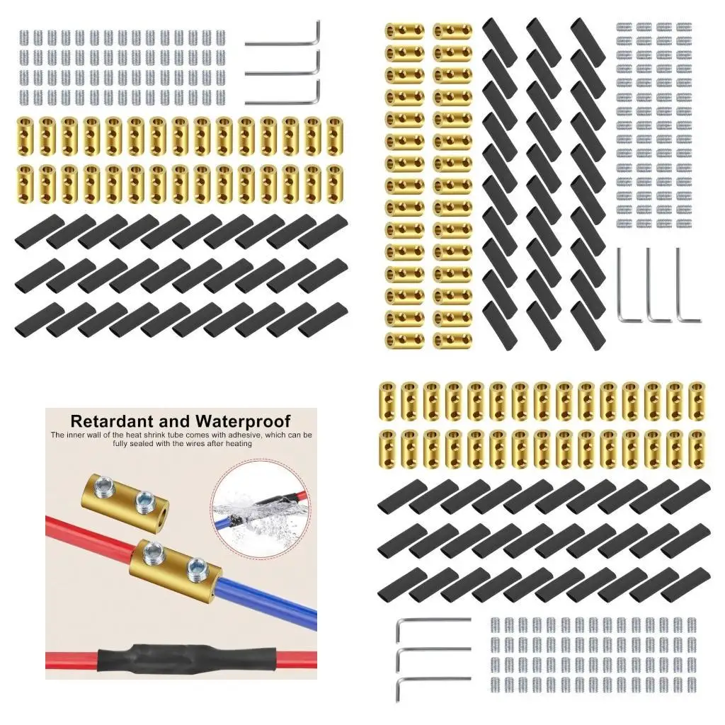 

Y1UD 30pcs 10 AWG Brass Wire Connectors Set Quick Splices Terminals Easy Installion