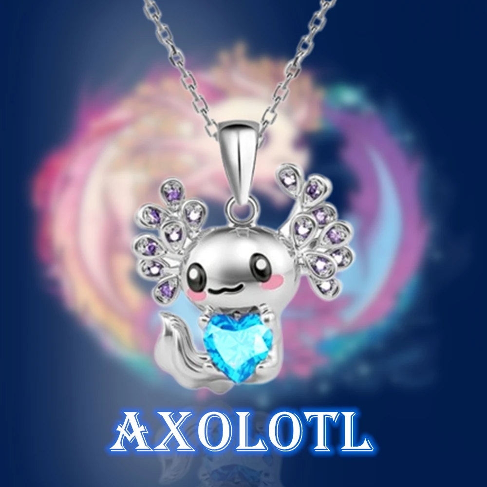 Cute Axolotl Cartoon Pendant Necklace Lady's Fashion Lady Animal Jewelry Exquisite Girl Pendant Love Party Fun Birthday Gift