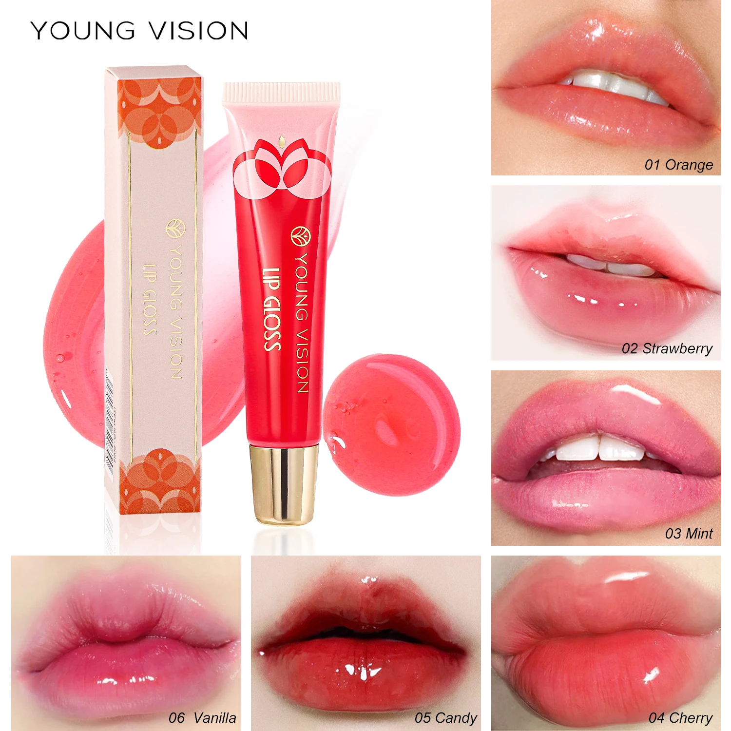 يونغ فيجن 6-لون جوهر اشراق زيت الشفاه العناية بالشفاه بلسم الشفاه جوهر ممتلئ الشفاه مرطب التقشير زيت الشفاه #5
