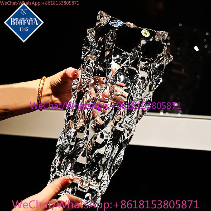 Crystal glass color transparent high-end light luxury living room water culture decorative ornament large vase