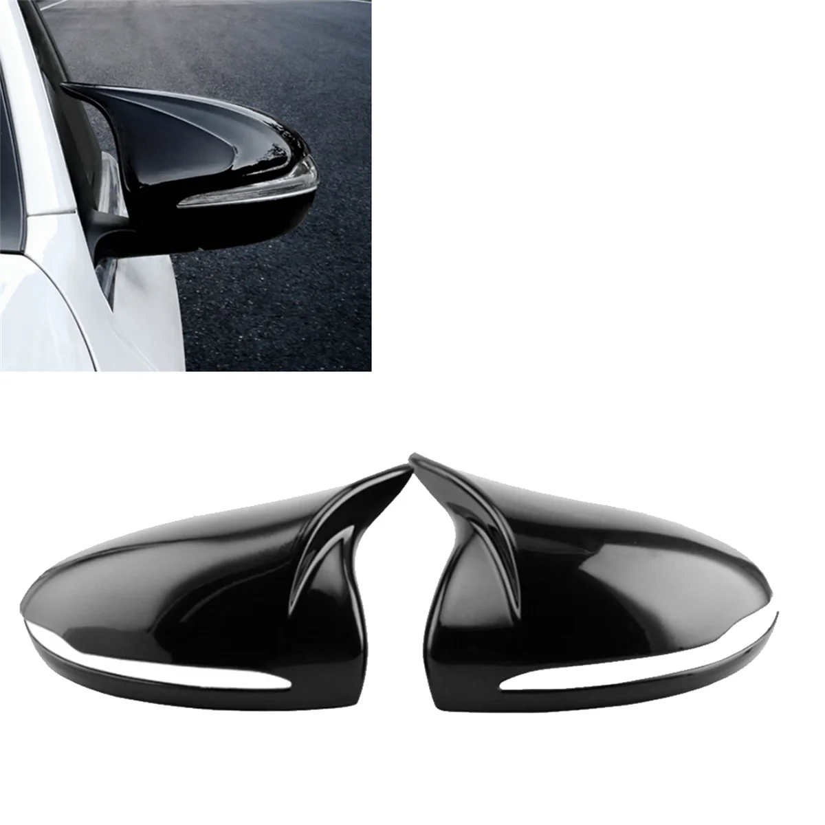 For Mercedes Benz W205 W213 W222 Gloss Black Horned Style Side Rear View Mirror Cover Trim A0998110122 A0998110222