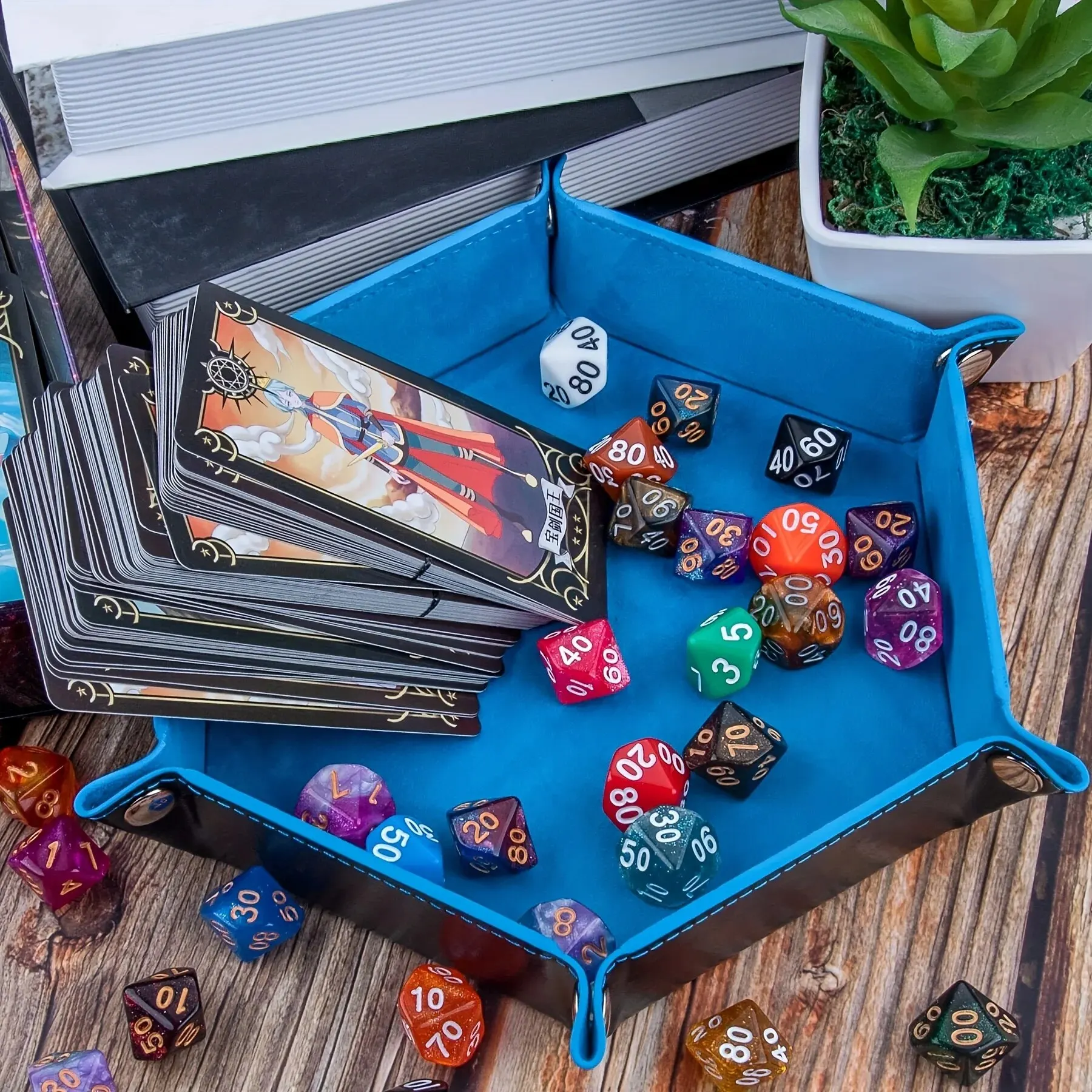 PU Hexagonal Collapsible Dice Tray with Velvet Lining – Foldable D&D RPG Tabletop Organizer for Board Games